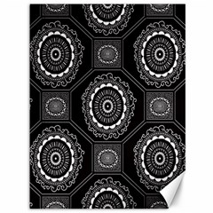 Circle Plaid Black Floral Canvas 36  X 48   by Alisyart