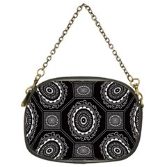 Circle Plaid Black Floral Chain Purses (one Side) 