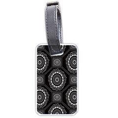 Circle Plaid Black Floral Luggage Tags (one Side) 