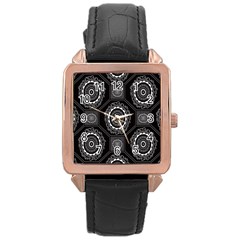 Circle Plaid Black Floral Rose Gold Leather Watch  by Alisyart