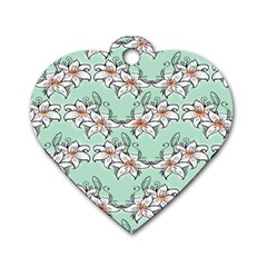 Flower Floral Lilly White Blue Dog Tag Heart (two Sides)