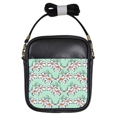 Flower Floral Lilly White Blue Girls Sling Bags