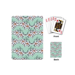 Flower Floral Lilly White Blue Playing Cards (mini) 