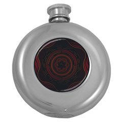 Hand Illustration Graphic Fabric Woven Red Purple Yellow Round Hip Flask (5 Oz) by Alisyart