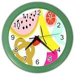 Fruit Watermelon Strawberry Banana Orange Shoes Lime Color Wall Clocks Front