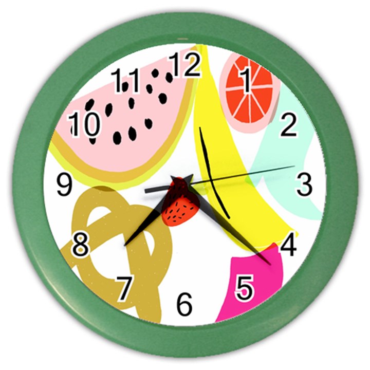 Fruit Watermelon Strawberry Banana Orange Shoes Lime Color Wall Clocks