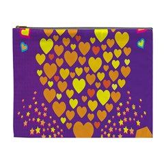 Heart Love Valentine Purple Orange Yellow Star Cosmetic Bag (xl)