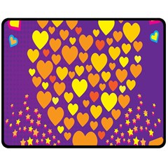 Heart Love Valentine Purple Orange Yellow Star Fleece Blanket (medium) 