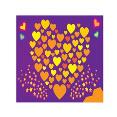 Heart Love Valentine Purple Orange Yellow Star Small Satin Scarf (square)