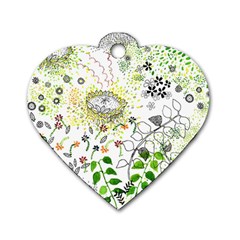 Flower Flowar Sunflower Rose Leaf Green Yellow Picture Dog Tag Heart (one Side)