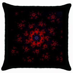 Fractal Abstract Blossom Bloom Red Throw Pillow Case (black) by Amaryn4rt