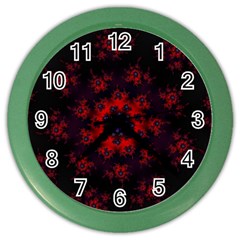 Fractal Abstract Blossom Bloom Red Color Wall Clocks