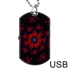 Fractal Abstract Blossom Bloom Red Dog Tag Usb Flash (one Side) by Amaryn4rt