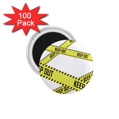 Keep Out Police Line Yellow Cross Entry 1 75  Magnets (100 Pack) 