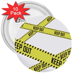 Keep Out Police Line Yellow Cross Entry 3  Buttons (10 Pack) 