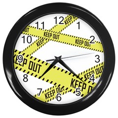 Keep Out Police Line Yellow Cross Entry Wall Clocks (black) by Alisyart