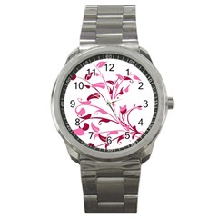 Leaf Pink Floral Sport Metal Watch