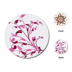 Leaf Pink Floral Playing Cards (round) 