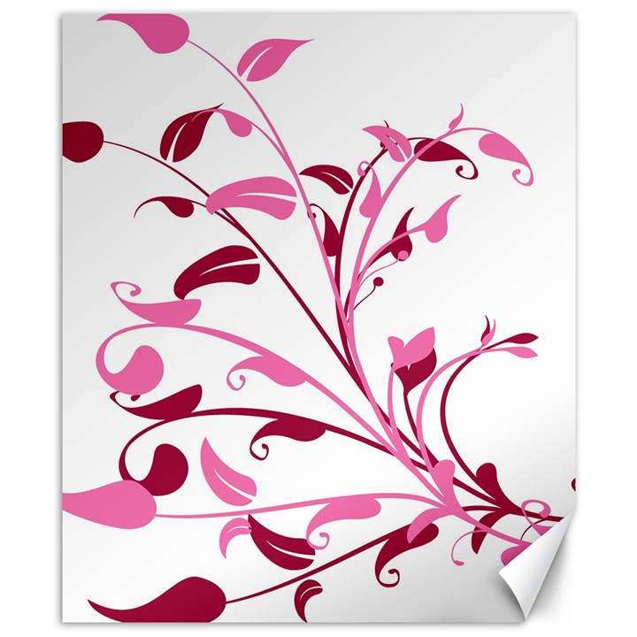 Leaf Pink Floral Canvas 8  x 10 