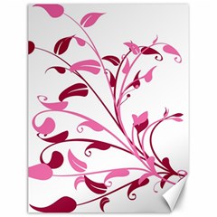 Leaf Pink Floral Canvas 12  X 16  