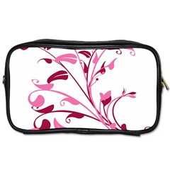 Leaf Pink Floral Toiletries Bags 2-side