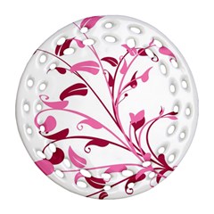 Leaf Pink Floral Ornament (round Filigree)