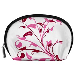 Leaf Pink Floral Accessory Pouches (large)  by Alisyart