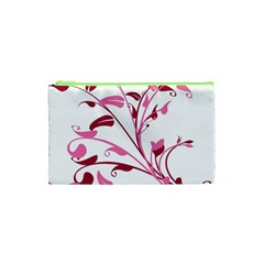 Leaf Pink Floral Cosmetic Bag (xs) by Alisyart