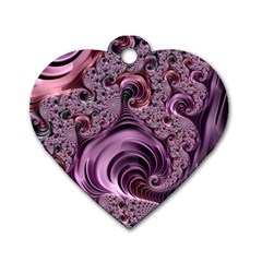 Purple Abstract Art Fractal Art Fractal Dog Tag Heart (one Side) by Amaryn4rt