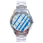 Line Blue Chevron Stainless Steel Analogue Watch Front