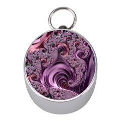 Purple Abstract Art Fractal Art Fractal Mini Silver Compasses by Amaryn4rt