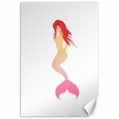 Mermaid Illustrator Beach Fish Sea Pink Red Canvas 20  X 30   by Alisyart
