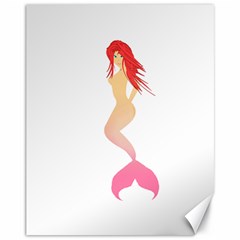 Mermaid Illustrator Beach Fish Sea Pink Red Canvas 11  X 14  