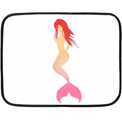 Mermaid Illustrator Beach Fish Sea Pink Red Fleece Blanket (mini)