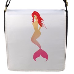 Mermaid Illustrator Beach Fish Sea Pink Red Flap Messenger Bag (s)