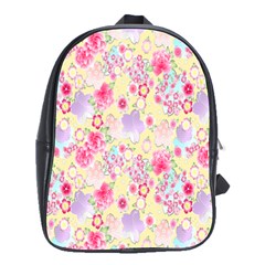 Flower Arrangements Season Floral Pink Purple Star Rose School Bags(large) 