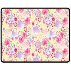 Flower Arrangements Season Floral Pink Purple Star Rose Double Sided Fleece Blanket (medium) 