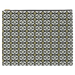 Flower Floral Chevrpn Wave Sunflower Rose Grey Yellow Cosmetic Bag (xxxl) 