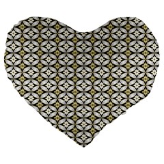 Flower Floral Chevrpn Wave Sunflower Rose Grey Yellow Large 19  Premium Heart Shape Cushions by Alisyart