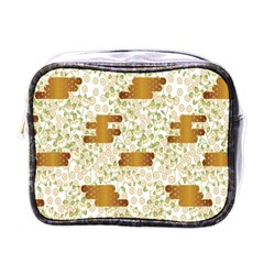 Flower Floral Leaf Rose Pink White Green Gold Mini Toiletries Bags