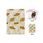 Flower Floral Leaf Rose Pink White Green Gold Playing Cards (Mini)  Back