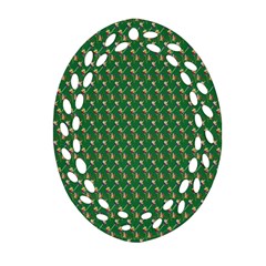 Candy Green Sugar Oval Filigree Ornament (two Sides)