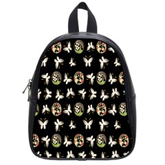 Butterfly Floral Flower Green White School Bags (small) 