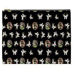 Butterfly Floral Flower Green White Cosmetic Bag (xxxl) 