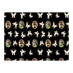 Butterfly Floral Flower Green White Double Sided Flano Blanket (mini) 