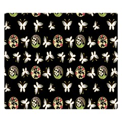 Butterfly Floral Flower Green White Double Sided Flano Blanket (small) 