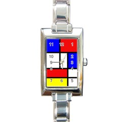 Mondrian Red Blue Yellow Rectangle Italian Charm Watch by Amaryn4rt