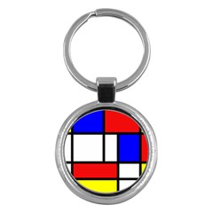 Mondrian Red Blue Yellow Key Chains (round)  by Amaryn4rt