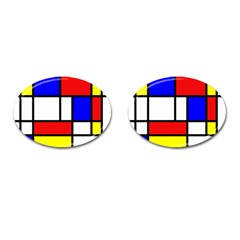 Mondrian Red Blue Yellow Cufflinks (oval) by Amaryn4rt