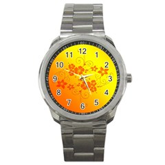 Flowers Floral Design Flora Yellow Sport Metal Watch